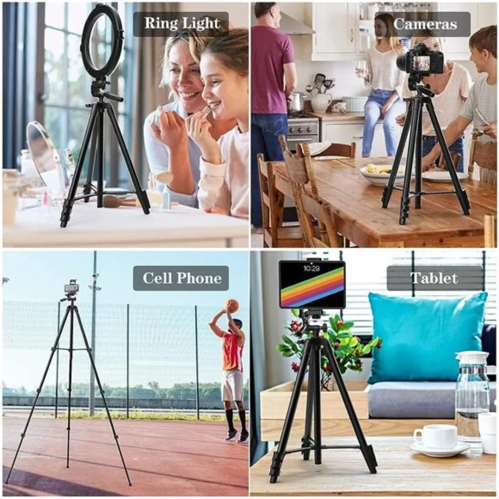 60'' Camera Phone Tripod Stand Compatible with Canon Nikon DSLR with Universal